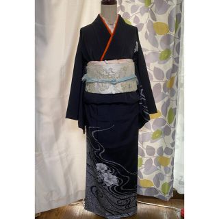 期間限定お値下中！オマケ付新品！京呉服　正絹　附下げ訪問着、小物セット！　黒(着物)