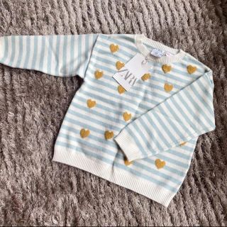 ザラキッズ(ZARA KIDS)の新品　ザラ　ハート　ニット　ボーダー　トレーナー　キッズ　　98 100 女の子(ニット)