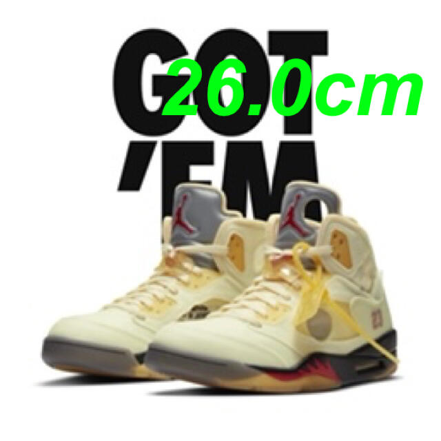 OFF-WHITE NIKE AIR JORDAN 5 SAIL 26cm