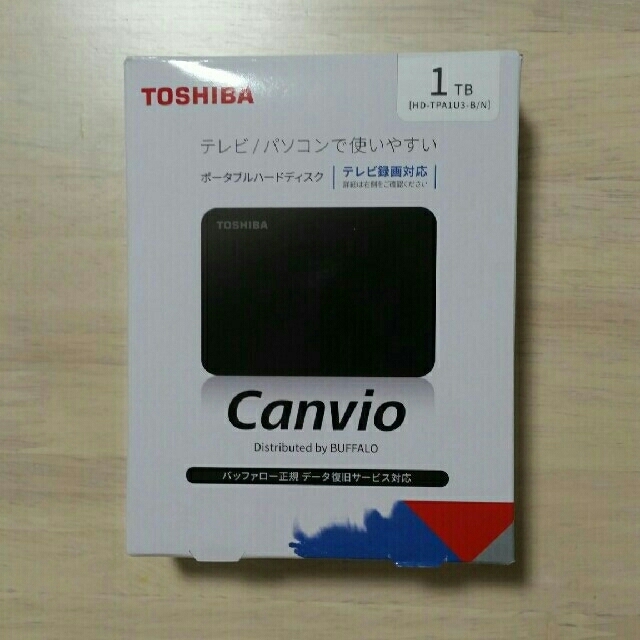 東芝(トウシバ)の東芝 Canvio 1TB USB3.2(Gen1)対応 ポータブルHDD PC スマホ/家電/カメラのテレビ/映像機器(テレビ)の商品写真