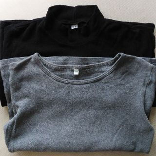 ムジルシリョウヒン(MUJI (無印良品))の無印良品カットソー&UNIQLOフリースハイネック　130　2枚セット(Tシャツ/カットソー)