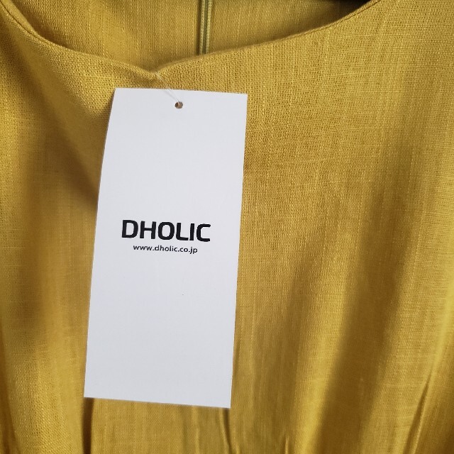 dholic(ディーホリック)の値下げ！DHOLIC☆リネン混　ワンピース　マスタード レディースのワンピース(ロングワンピース/マキシワンピース)の商品写真