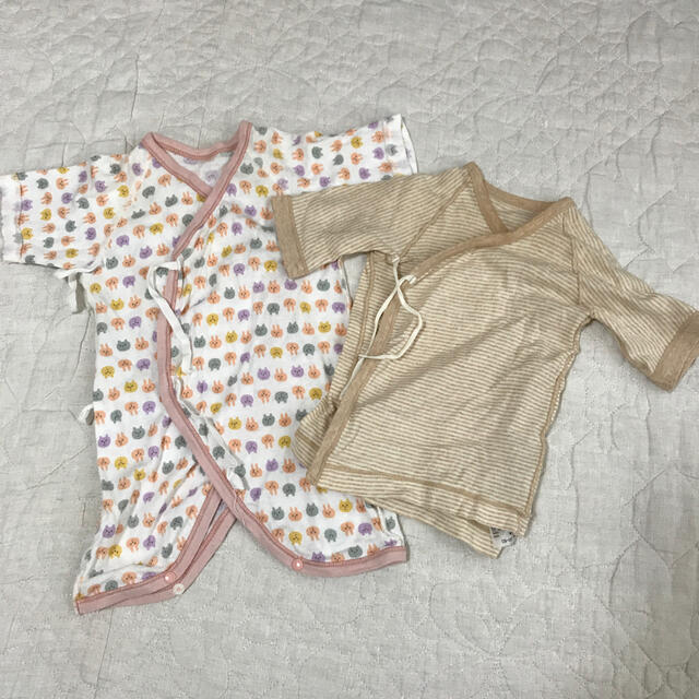 MUJI (無印良品)(ムジルシリョウヒン)のベビー服　新生児　50 60 肌着 2枚セット　短肌着　長肌着 キッズ/ベビー/マタニティのベビー服(~85cm)(肌着/下着)の商品写真