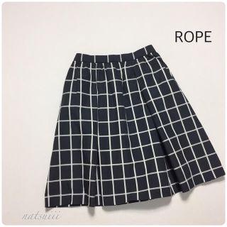 ロペ(ROPE’)のROPE ロペ .  ウインドウペンチェック ギャザー フレア スカート(ひざ丈スカート)