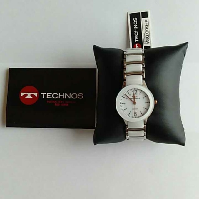 TECHNOS(テクノス)のテクノス腕時計３針セラミック　レディースホワイト レディースのファッション小物(腕時計)の商品写真