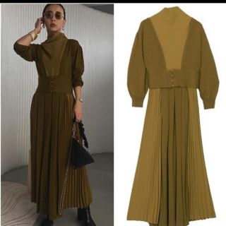 アメリヴィンテージ(Ameri VINTAGE)のAmeri VINTAGE  SIDE PLEATS KNIT DRESS(ロングワンピース/マキシワンピース)