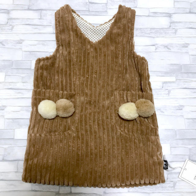 【新品タグ付き】ぼんぼん コーデュロイ ワンピース ジャンスカ/90 キッズ/ベビー/マタニティのキッズ服女の子用(90cm~)(ワンピース)の商品写真