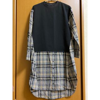 ザラ(ZARA)のZARA チェックシャツ　ワンピース　切り替え　タータン　ザラ　メンズライク(ひざ丈ワンピース)