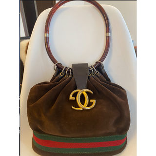 グッチ(Gucci)の希少美品オールドグッチスエードバッグ　ヴィンテージグッチGUCCI(ハンドバッグ)