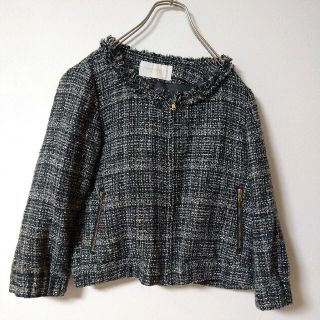 プロポーションボディドレッシング(PROPORTION BODY DRESSING)の美品　プロポーション　PROPORTION 　ノーカラー　ツイードジャケット　　(ノーカラージャケット)