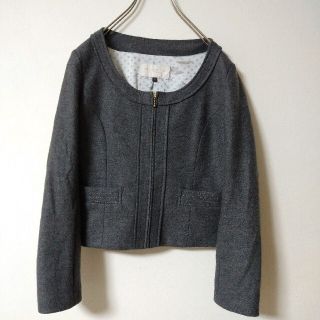 プロポーションボディドレッシング(PROPORTION BODY DRESSING)の美品　プロポーション　ノーカラー　ウールジャケット　グレー　サイズ3(ノーカラージャケット)