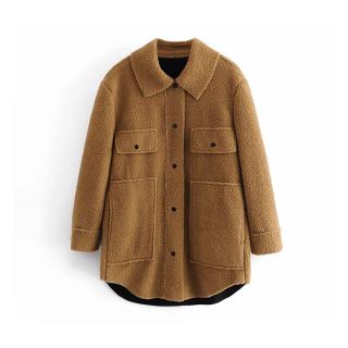 ザラ(ZARA)の🍁秋冬新作☃️2761◆camel ボア ファー コート ジャケット(毛皮/ファーコート)