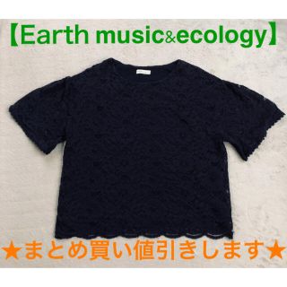 アースミュージックアンドエコロジー(earth music & ecology)の【earth music..】総レース 半袖トップス:F(カットソー(半袖/袖なし))