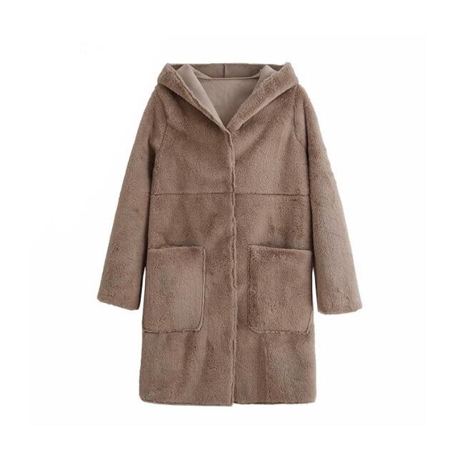 ZARA - 秋冬新作☃️2778◆2color フード付き ファー コート