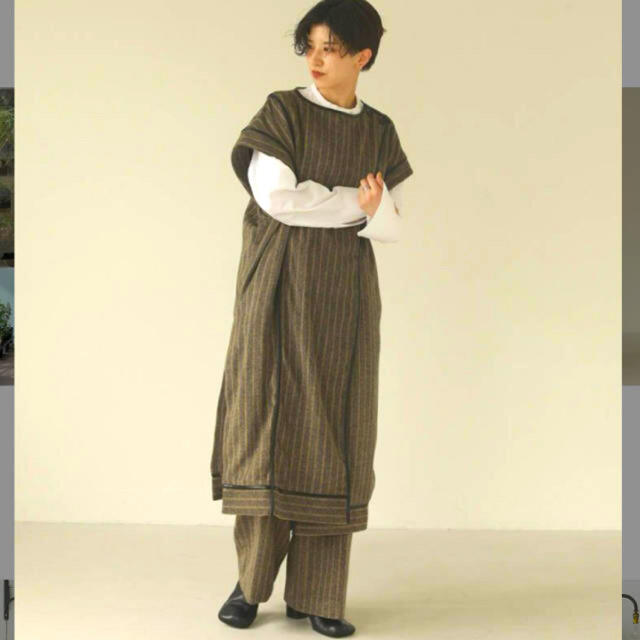 【todayful】Piping Stripe Gown チャコールグレー36