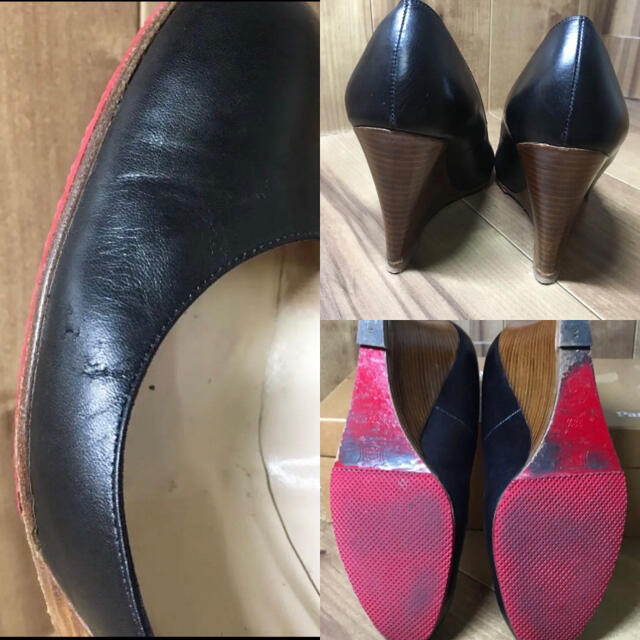 Christian Louboutin(クリスチャンルブタン)のルブタン　ウェッジソールパンプス黒38 1/2 レディースの靴/シューズ(ハイヒール/パンプス)の商品写真