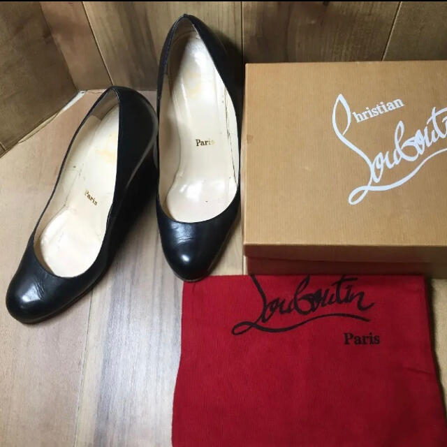 Christian Louboutin(クリスチャンルブタン)のルブタン　ウェッジソールパンプス黒38 1/2 レディースの靴/シューズ(ハイヒール/パンプス)の商品写真