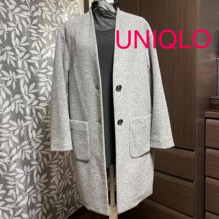 ユニクロ(UNIQLO)の【翌日発送】UNIQLO ウールブレンドビッグシルエットノーカラーコート 美品(ノーカラージャケット)