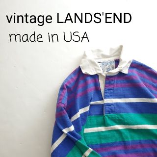 ランズエンド(LANDS’END)のビンテージ　ランズエンド　ボーダー　ラガーシャツ(スウェット)