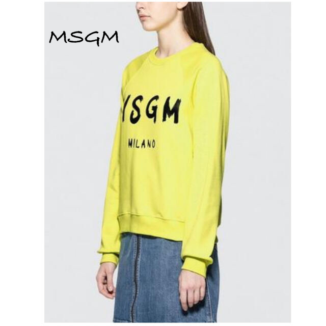 MSGM■定番ロゴプリントスウェット■XLサイズ■トレーナー■ネオンイエローロゴ