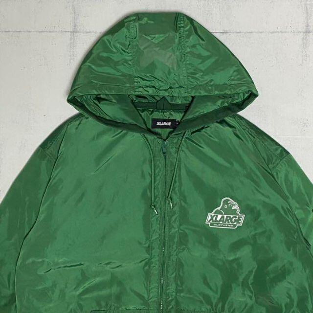 XLARGE(エクストララージ)の【希少カラー】　X Large ダウンジャケット　ナイロン　緑　グリーン　フード メンズのジャケット/アウター(ダウンジャケット)の商品写真