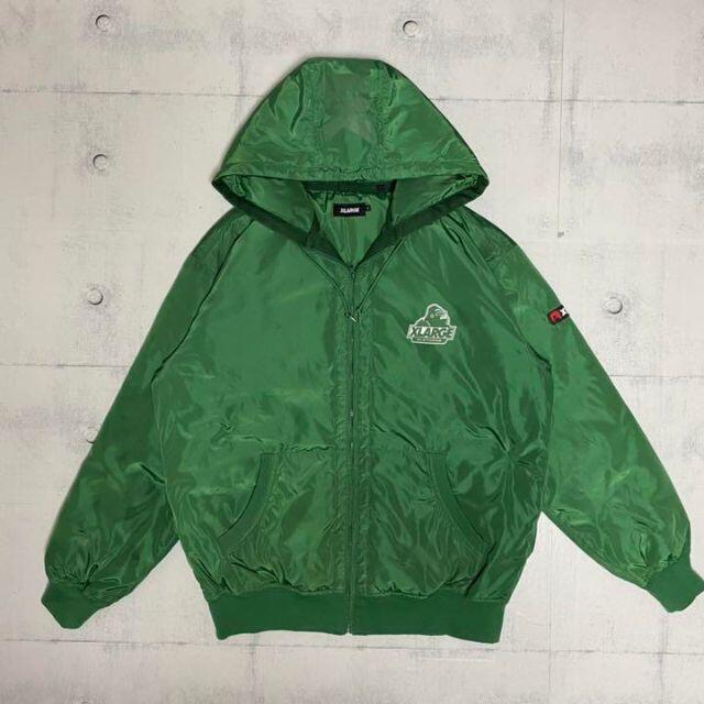 XLARGE(エクストララージ)の【希少カラー】　X Large ダウンジャケット　ナイロン　緑　グリーン　フード メンズのジャケット/アウター(ダウンジャケット)の商品写真