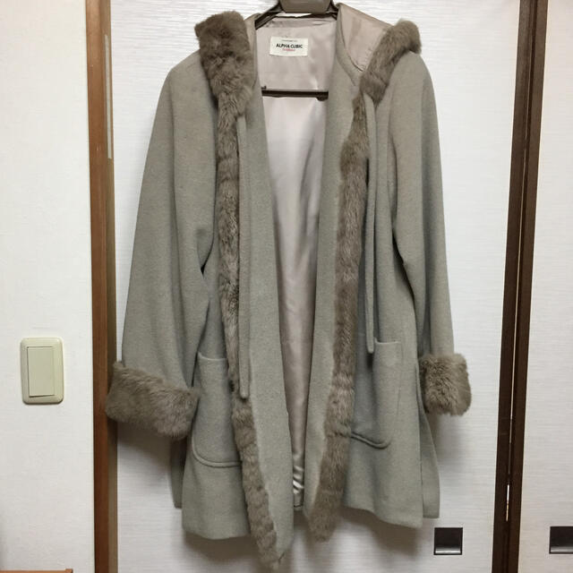 ファー付きコート 日本製 毛皮+ファーコート
