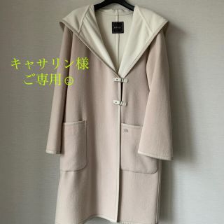 フォクシー(FOXEY)の[美品]FOXEY ウール フーディーハーフコート(ロングコート)