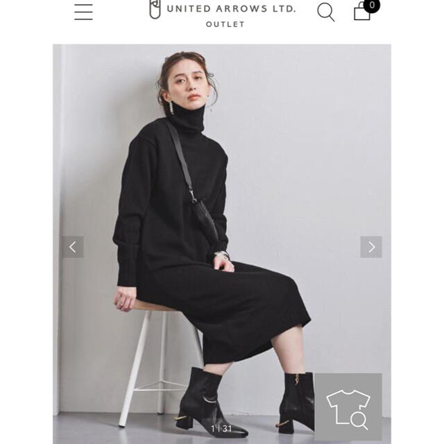 UNITED ARROWS(ユナイテッドアローズ)のユナイテッドアローズ　タートル　ニットワンピース　ドゥロワー　トゥモロー レディースのワンピース(ロングワンピース/マキシワンピース)の商品写真