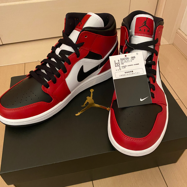 27.5 AIR JORDAN1 MID "CHICAGO BLACK TOE"