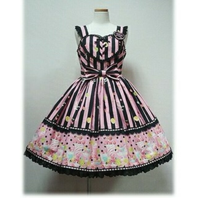 angelicpretty☆フルーツパーラーハートジャンパースカート黒ピンク angelicpretty☆フルーツパーラーハートジャンパースカート黒ピンク