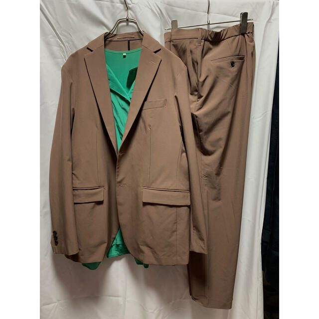 古着　テーラード　ジャケット　パンツ　スーツ　セットアップ　スラックス　ベージュ メンズのスーツ(セットアップ)の商品写真