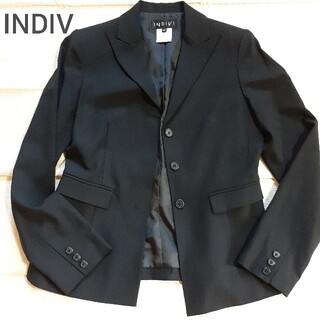 インディヴィ(INDIVI)のINDIV ジャケット 黒 サイズ40(L)(テーラードジャケット)