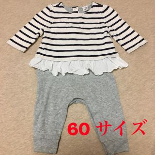 ベビーギャップ(babyGAP)のbaby GAP 長袖ボーダーロンパース　60サイズ(ロンパース)