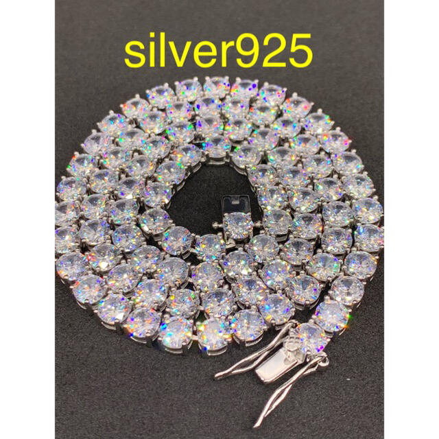 silver 925 大粒ジルコニア 5㎜ 18インチ ダイヤ テニスチェーン