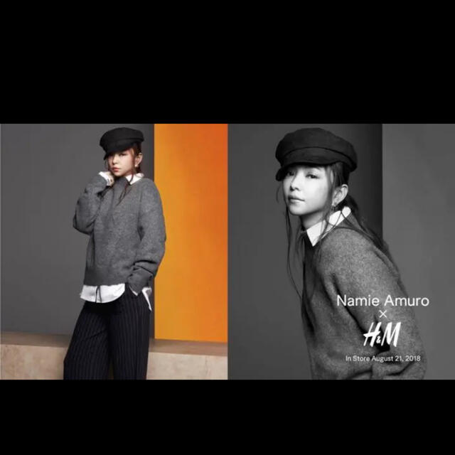 H&M(エイチアンドエム)の安室奈美恵　H&M コラボ　キャスケット ワークキャップ　黒 レディースの帽子(キャスケット)の商品写真