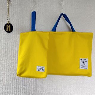 イエロー×青　レッスンバッグ　上履き入れ(バッグ/レッスンバッグ)