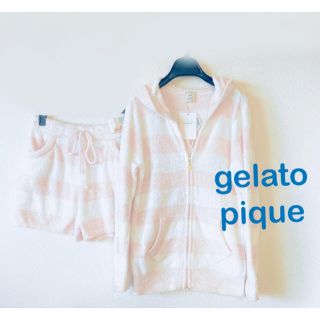 ジェラートピケ(gelato pique)のオレンジ様ジェラートピケ　セットアップ新品 パーカ&ショートパンツ 正規 F(ルームウェア)