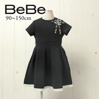 ベベ(BeBe)の最終価格！BeBe リボン コサージュ ジャージ ワンピース 100㎝(ドレス/フォーマル)