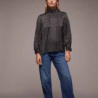 ザラ(ZARA)のZARA♥️新作新品今季秋冬ドット柄ハイネックブラウス(シャツ/ブラウス(長袖/七分))