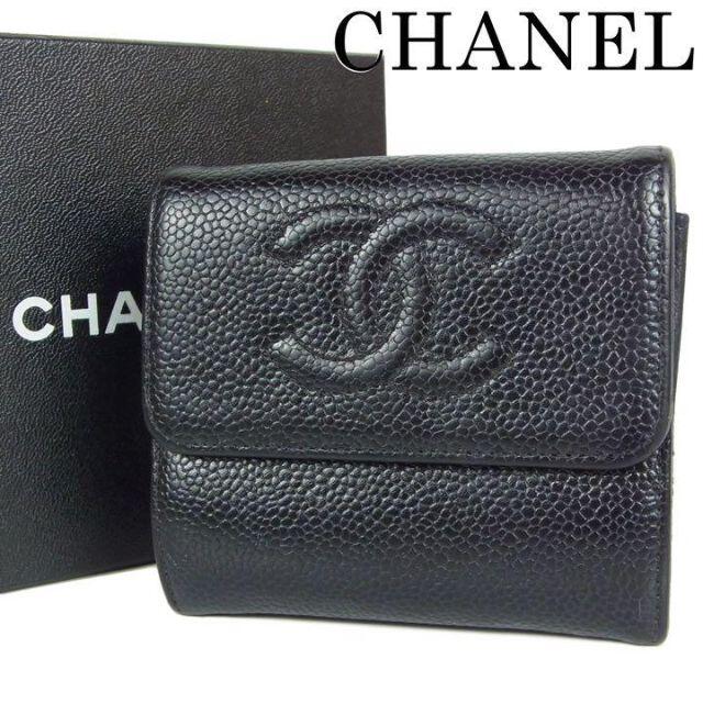 CHANEL(シャネル)のシャネル CC ココマーク キャビアスキン レザー Wホック 二つ折り 財布 レディースのファッション小物(財布)の商品写真