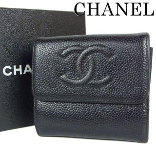 シャネル(CHANEL)のシャネル CC ココマーク キャビアスキン レザー Wホック 二つ折り 財布(財布)