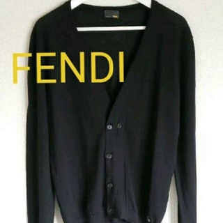フェンディ(FENDI)のFENDIフェンディカーディガンsize46 collarブラック(カーディガン)