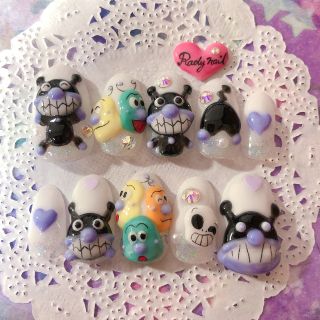 Rady 白い動物 レギュラーオーバル 3d ネイルチップ Rady 白い動物 レギュラーオーバル 3d ネイルチップ