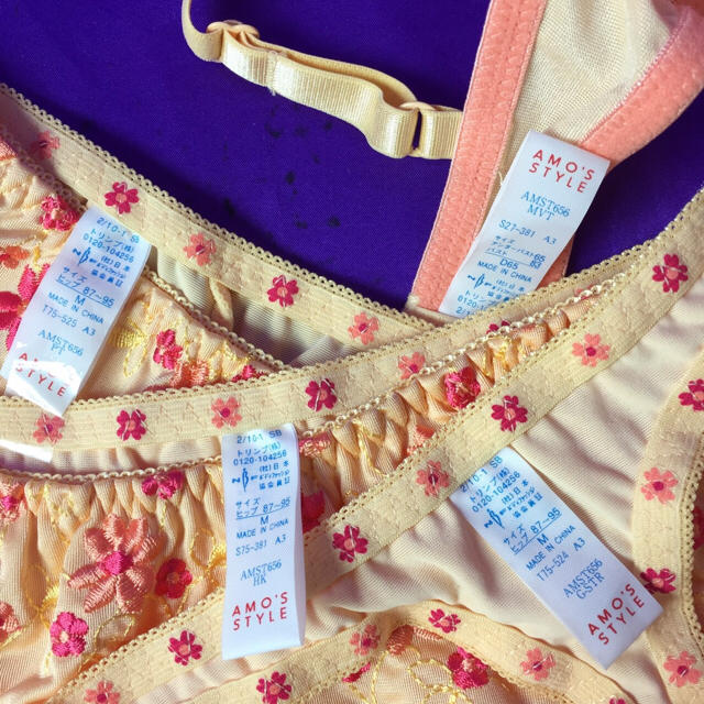 AMO'S STYLE(アモスタイル)のトリンプ アモ♡大人女子花刺繍4点SET レディースの下着/アンダーウェア(ブラ&ショーツセット)の商品写真