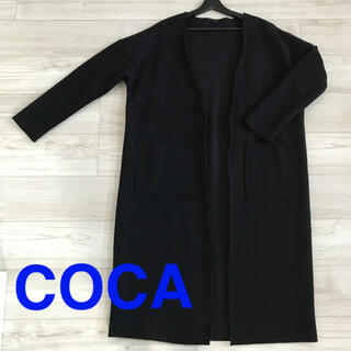 COCA フリーサイズ　レディース　ブラック　ポケット付き羽織り(ニットコート)