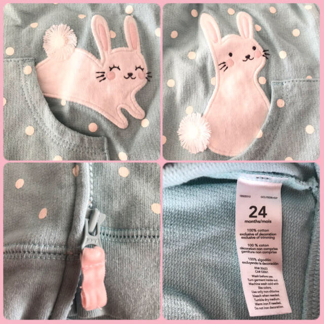 babyGAP(ベビーギャップ)のCarter's ドットうさぎパーカー【カーターズ パーカー24m 85cm】 キッズ/ベビー/マタニティのベビー服(~85cm)(ジャケット/コート)の商品写真