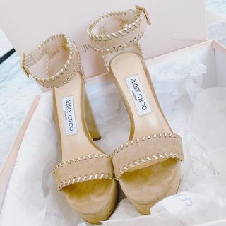 ジミーチュウ(JIMMY CHOO)のレア♡JIMMYCHOO♡HOLLY120スウェードベージュアンクルストラップ(サンダル)