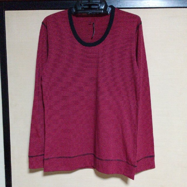 d-fy 40/1インターロック ボーダーUT RED×黒(L) メンズのトップス(Tシャツ/カットソー(七分/長袖))の商品写真