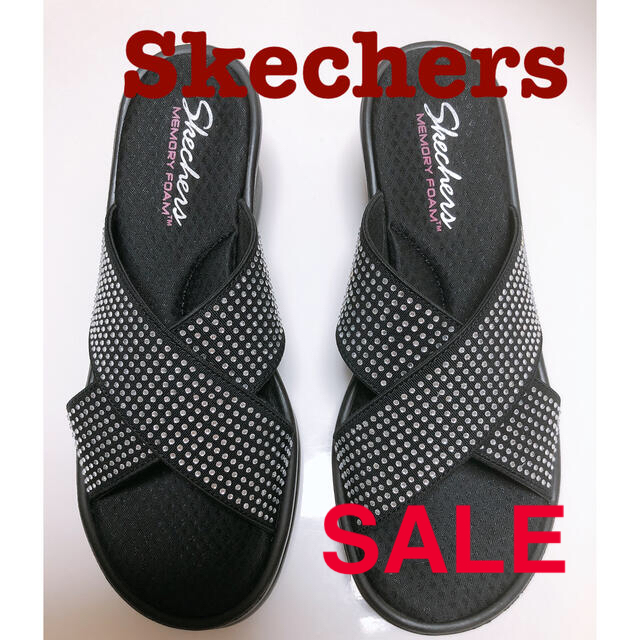 SKECHERS(スケッチャーズ)の(最終値下げ)スケッチァーズ　サンダル　ブラック　新品同様　 レディースの靴/シューズ(サンダル)の商品写真